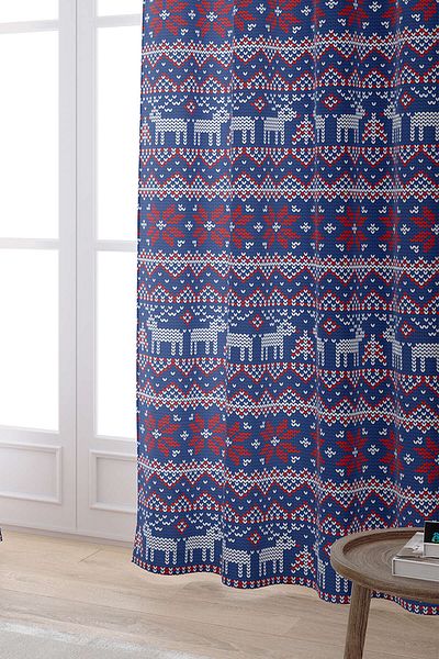 Cango Home Red Blue Christmas Themed Digital Printed Curtain Cgh839-pr