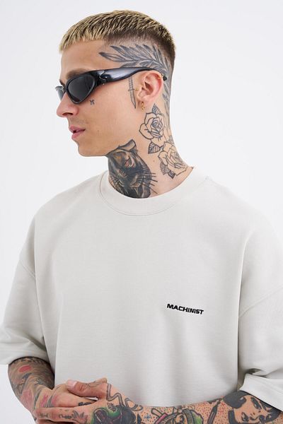 Machinist Ανδρικό μπλουζάκι Oversize Grey Diagonal Basic