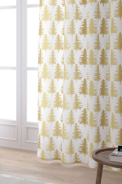 Cango Home Yellow White Christmas Themed Digital Printed Curtain Cgh790-pr
