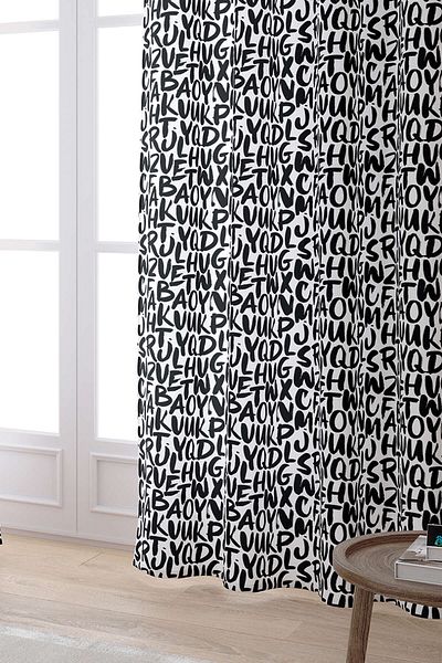Cango Home White Black Letter Digital Printed Curtain Cgh331-pr