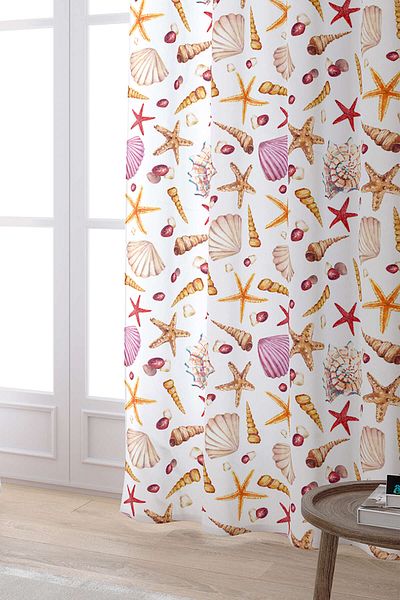 Cango Home Red Orange Marine Patterned Digital Printed Curtain Otyk818-pr