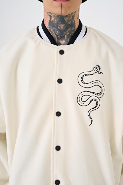 Machinist Чоловіча куртка-бомбер Oversize Ekru Snake