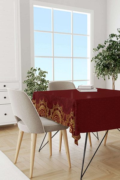 Cango Home Red Claret Red Ramadan Themed Decorative Patterned Digital Printed Tablecloth Cgh1298-ms