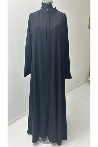 GigiTex Black Crepe Front Hidden Button Ferace Top Coat