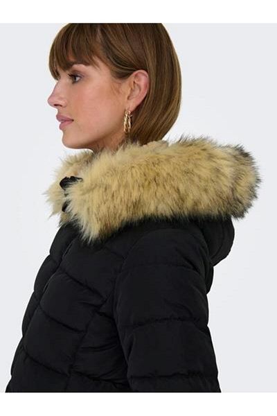 Only Carmakoma ONLNEWCAMILLA QUILT FUR HOOD COAT CC OTW NEGRU