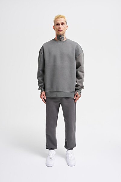 Machinist Мъжки суитшърт с кръгло деколте, огромен, опушен