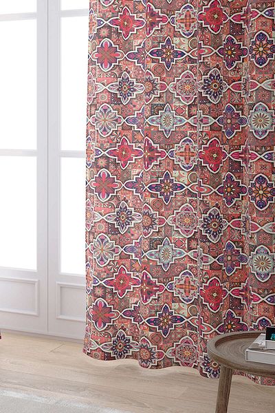 Cango Home Pink Retro Vintage Patterned Digital Printed Curtain Otyk022-pr