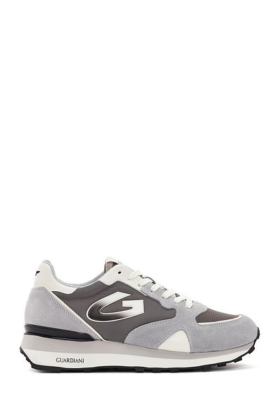 ALBERTO GUARDIANI Gray Leather Sneaker - Thick Sole and Laces, Men's, G03m 100032
