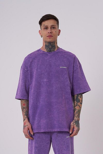Machinist Ανδρικό μπλουζάκι Luxury Washed Basic Oversize Purple Spotted T-shirt