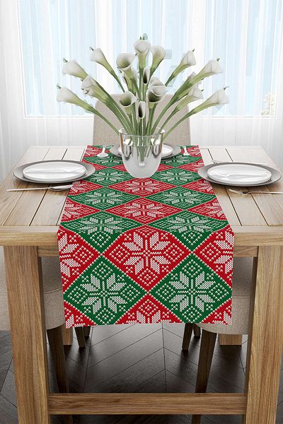 Cango Home Red Green Christmas Themed Digital Printed Runner Cgh227-rn