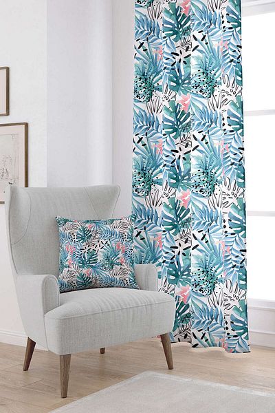 Cango Home Cortina decorativă albastră imprimată digital Otyk1421-pr