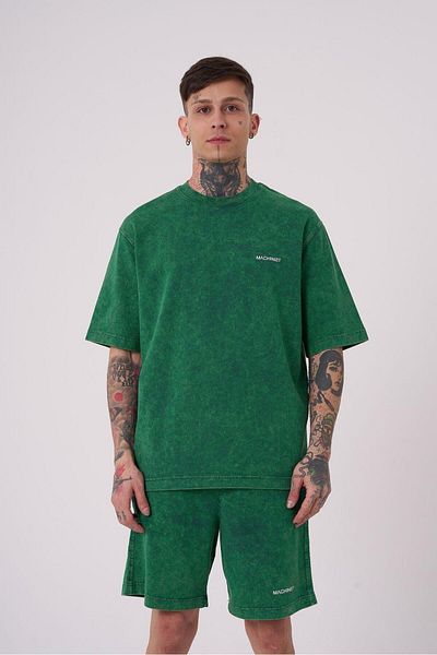 Machinist Ανδρικό μπλουζάκι Luxury Washed Basic Relaxed Petrol Green Spotted T-shirt