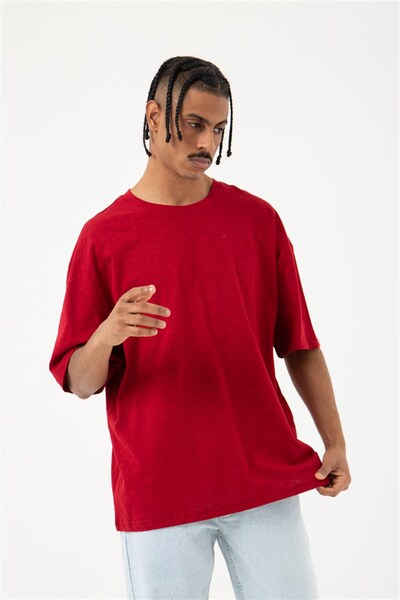 Machinist Ανδρικό μπλουζάκι Flamlı Basic oversized Claret Red