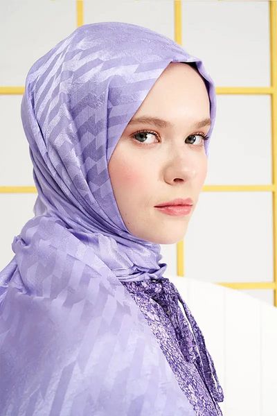 Madame Polo Jacquard Silky - Ιταλικό Σάλι Origami Μοτίβο Βιολετί
