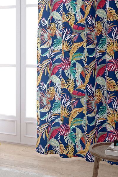Cango Home Cortina decorativă albastră imprimată digital Otyk1154-pr