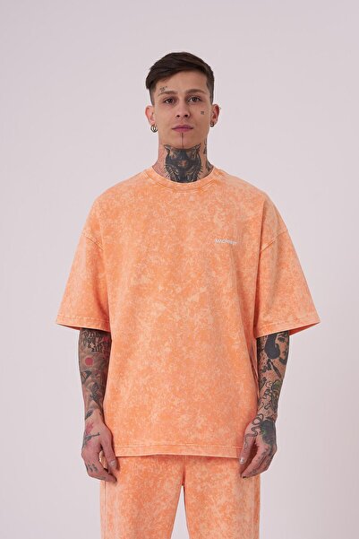 Machinist Чоловіча розкішна базова футболка оверсайз оранжевого кольору в цяточку