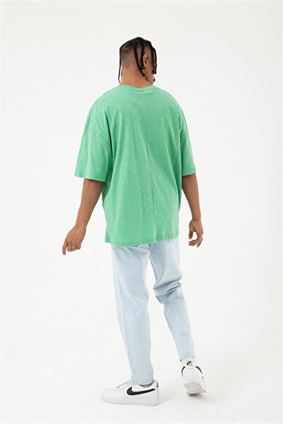 Machinist Ανδρικό μπλουζάκι Flamlı Basic oversized Πράσινο