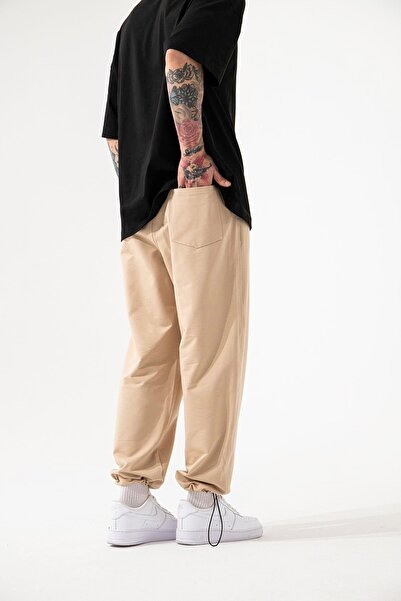 Machinist Ανδρικό Basic oversized φαρδύ μπεζ παντελόνι