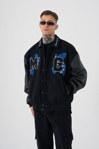 Machinist Men's Solid Mc Oversize Black Bomber Jacket