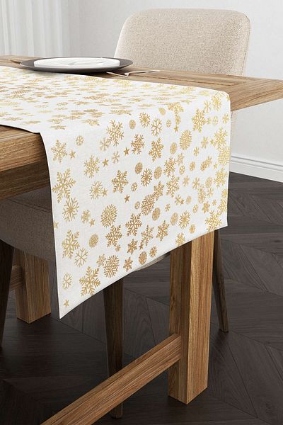 Cango Home Yellow White Christmas Themed Digital Printed Runner Cgh789-rn
