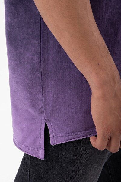 Machinist Relaxed Basic Прана тканина Розріз Деталізована футболка Фіолетова