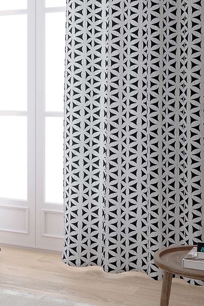 Cango Home Gray Black Decorative Geometric Patterned Digital Printed Curtain Cgh1056-pr