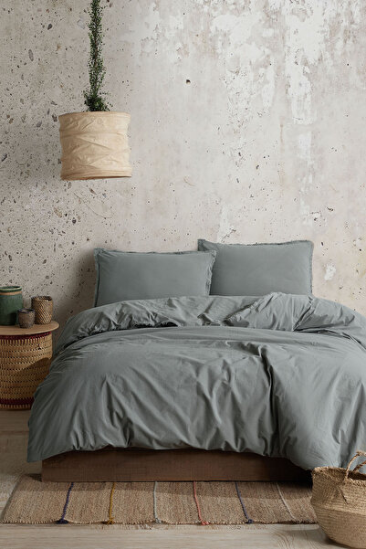 Koza Home Бохо Simple Natural Green 100% памучен комплект спално бельо, двойн...