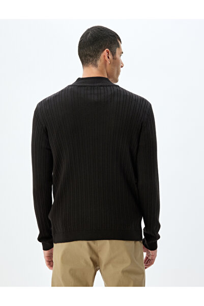 Koton Strickpullover mit Stehkragen und halbem Reißverschluss Basic