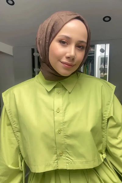 Madame Polo Σάλι Feyza Hakyemez Bamboo Check - Καφέ