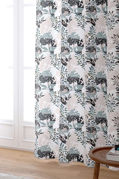 Cango Home Κρεμ Floral Ψηφιακή Εκτυπωμένη Κουρτίνα Cgh496-pr