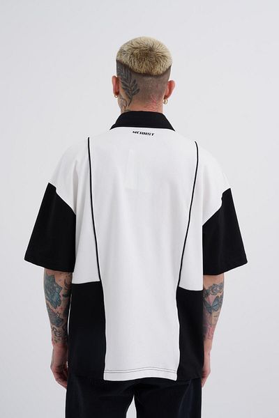 Machinist Εκρού Μαύρο μπλουζάκι Polo - Ανδρικό, Piping και Contrast Printed