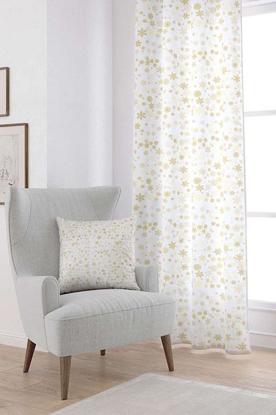 Cango Home Yellow White Christmas Themed Digital Printed Curtain Cgh789-pr