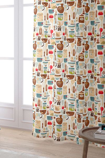 Cango Home White Multi-Colored Decorative Object Patterned Digital Printed Curtain Cgh602-pr