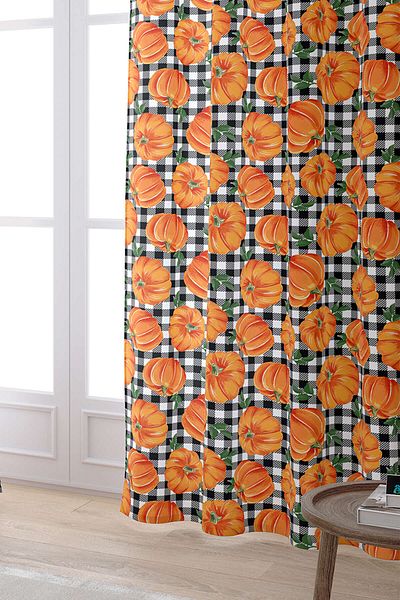 Cango Home Orange Halloween Pumpkin Patterned Digital Printed Curtain Cgh751-pr