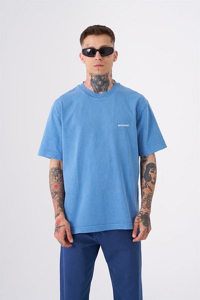 Machinist Tricou de bază, lavabil, relaxat, albastru deschis pentru bărbați