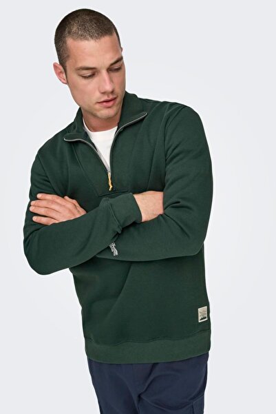 Only & Sons ONSRILEY REG 1/4 Zip - Αθλητικό φούτερ High Amblek Emerald Green 22030160