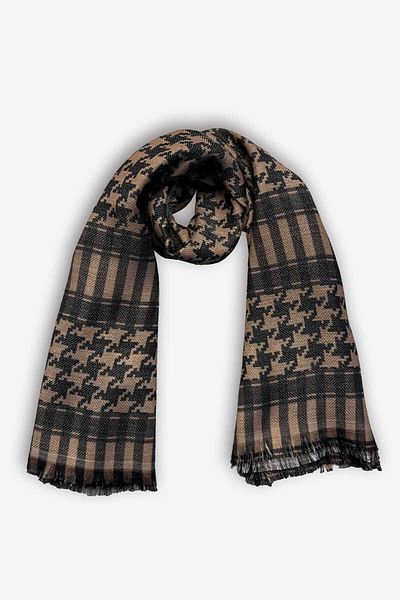 Madame Polo Βαμβακερή Unisex Daily Push Square Houndstooth Bag - Mink