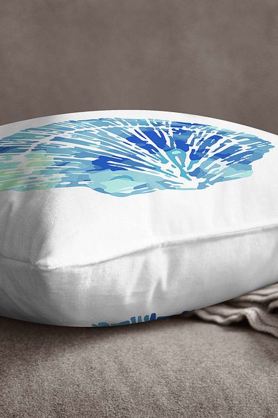 INSENSE HOME Velvet Babyface White Blue Oyster Marine μοτίβο με ψηφιακό τυπωμένο κάλυμμα μαξιλαριού μαξιλαριού Cgh530