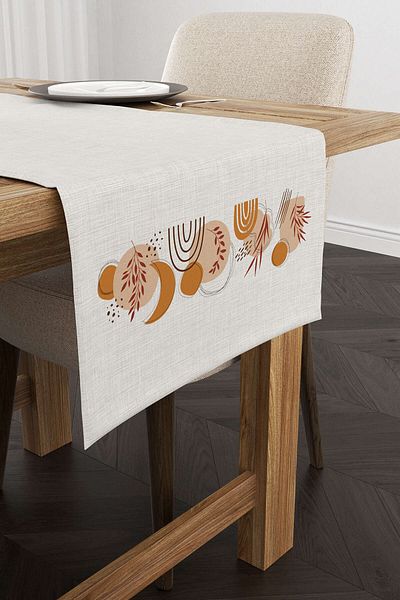 Cango Home Orange Brown Bohemian Modern Patterned Digital Printed Runner 4kmbs106-rn