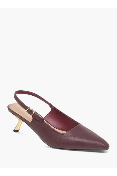 Flora Bella by Shoexpress صندل Flora Bella Solid Slingback مع مشبك للإغلاق وكعب صغير
