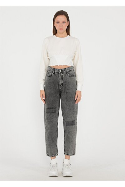 Soul 30724 Yüksel Bel Denim Mom Pantolon Siyah