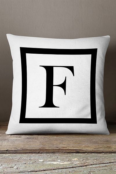 INSENSE HOME Husă de pernă din catifea Babyface, cu două fețe, cu litere alb-negru, imprimată digital - F