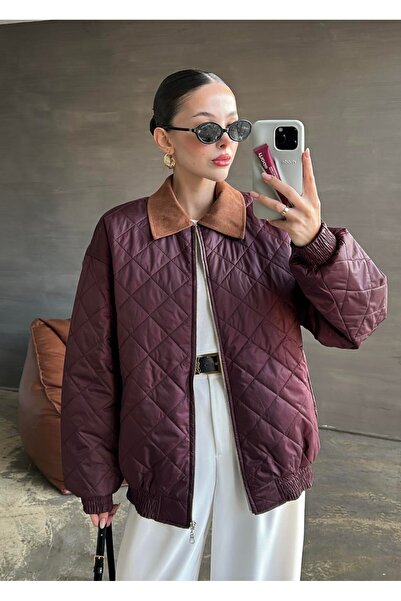 My Blog Prošívaná bunda Plum Suede Collar - 509037