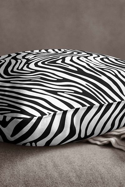 INSENSE HOME Husă de pernă din catifea Babyface cu model zebră alb-negru cu imprimare digitală - Cgh386