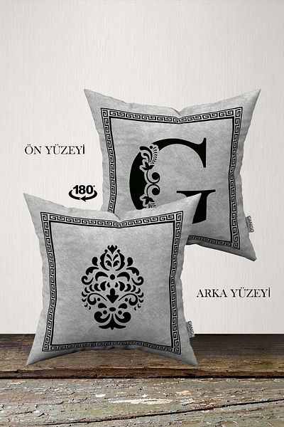 INSENSE HOME Husă de pernă din catifea Babyface cu litere duble laterale - Litera G