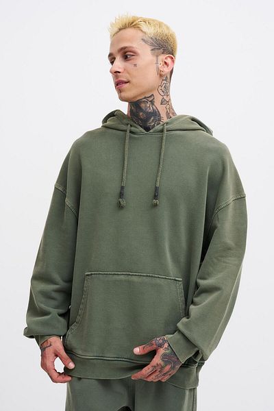 Machinist Ανδρικό φούτερ Χακί με κουκούλα Basic Oversize