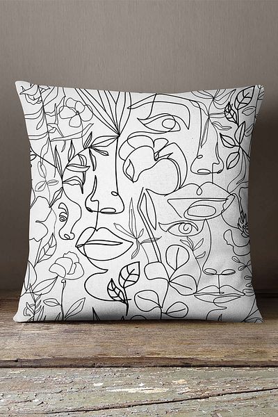 INSENSE HOME Βελούδινο Babyface Λευκό Μαύρο Μοντέρνο Μοτίβο Σιλουέτας Μαξιλαροθήκη Μαξιλαροθήκης Ψηφιακής Εκτύπωσης Cgh515