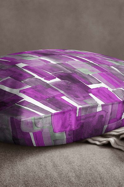INSENSE HOME Velvet Babyface Violet Alb Abstract Decorativ Aruncă Față de Pernă - Cgh263
