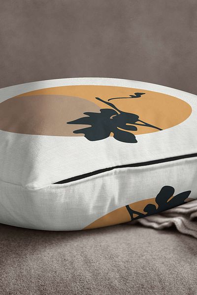 INSENSE HOME Кадифена калъфка за възглавница Babyface, кафява и черна, бохемска, с модерен принт на листа, Cgh646