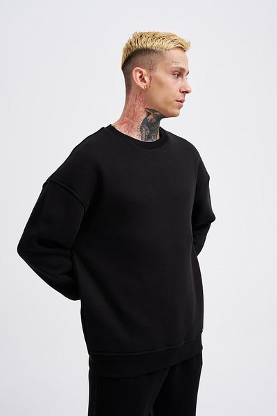 Machinist Ανδρικό φούτερ Basic Crew Neck Oversize Μαύρο